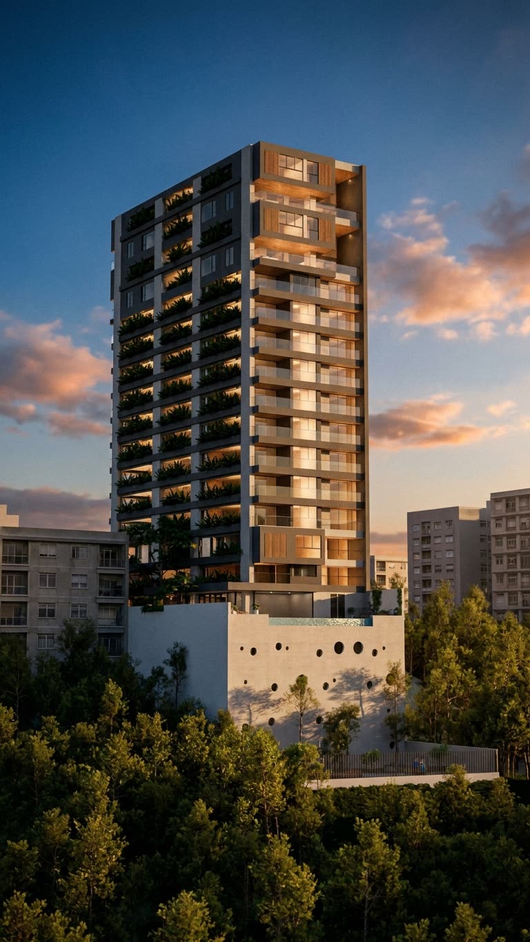 3D render of a real estate project facade